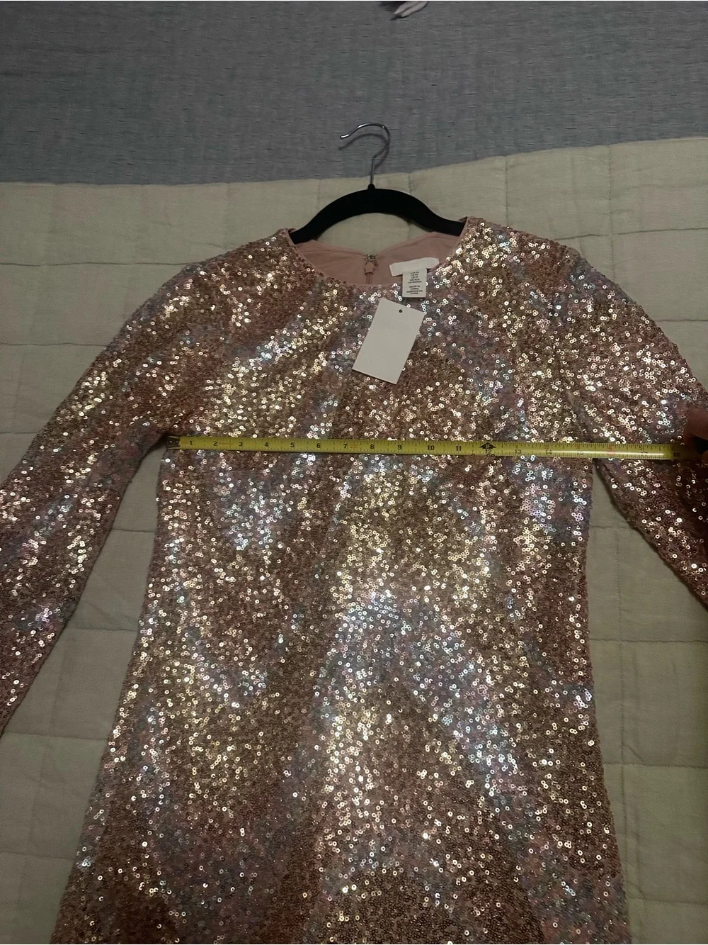H&M Glitter Sequin Shift Dress - Gold, Rose Gold and Silver Swirl XS